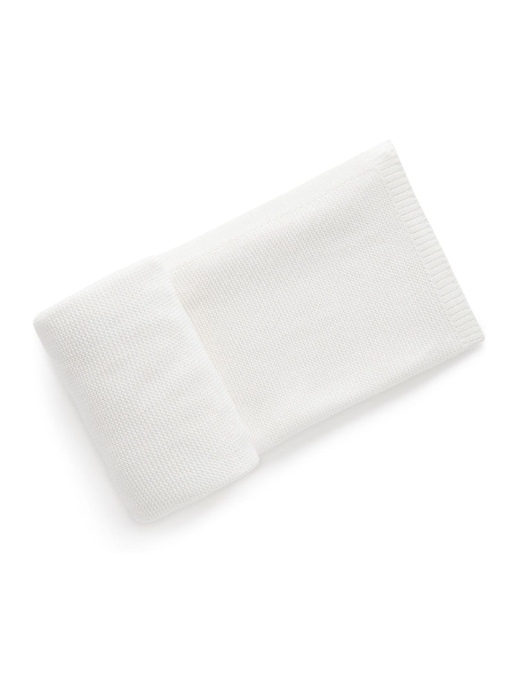 Purebaby White Textured Knit 100% Cotton Blanket - Image 3 of 3