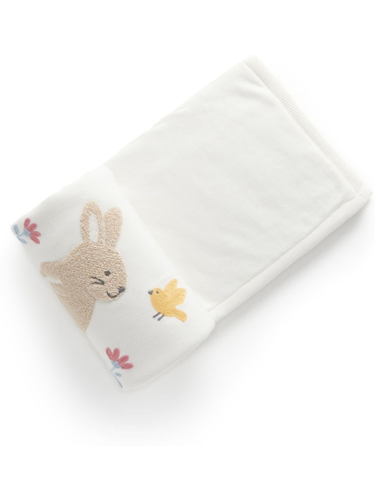 Purebaby Cream Embroidered Lined 100% Cotton Blanket - Image 2 of 5