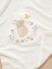 Purebaby Cream Embroidered Lined 100% Cotton Blanket - Image 5 of 5