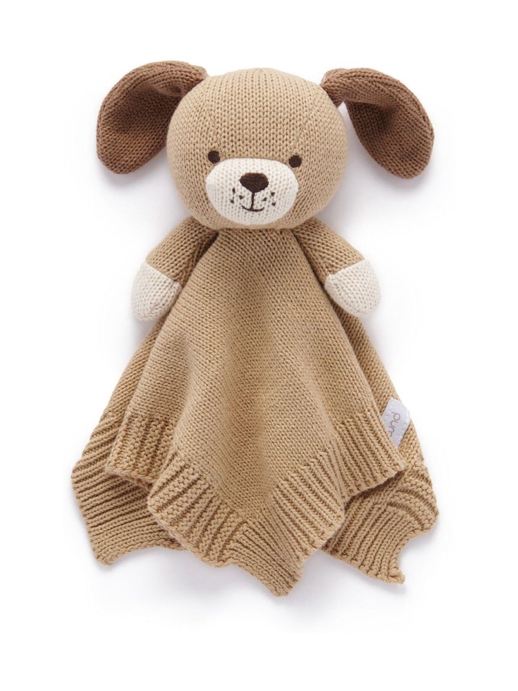 Purebaby Brown Knitted Dog Brown Comforter - Image 1 of 2