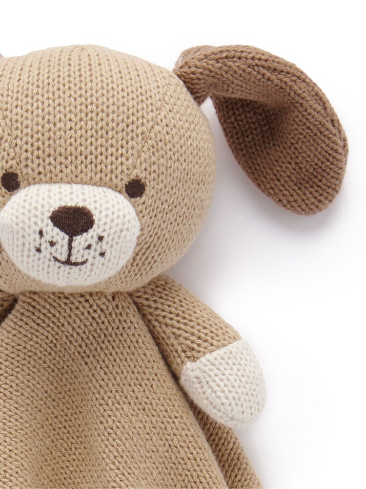 Purebaby Brown Knitted Dog Brown Comforter - Image 2 of 2