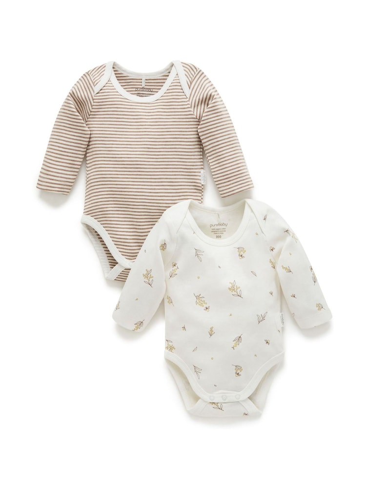 Cream - Purebaby dolg rokav; z dolgimi rokavi Natisnjeno 100% Bombažni bodi 2 Pakiranje - Slika 1 iz 4 Cream - Purebaby dolg rokav; z dolgimi rokavi Natisnjeno 100% Bombažni bodi 2 Pakiranje - Slika 1 iz 4