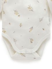 Purebaby Cream Long Sleeve Printed 100% Cotton Bodysuits 2 Pack - Image 3 of 4