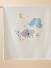 Purebaby Green Embroidered Lined 100% Cotton Blanket - Image 1 of 3