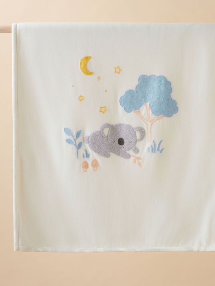 Purebaby Green Embroidered Lined 100% Cotton Blanket - Image 1 of 3