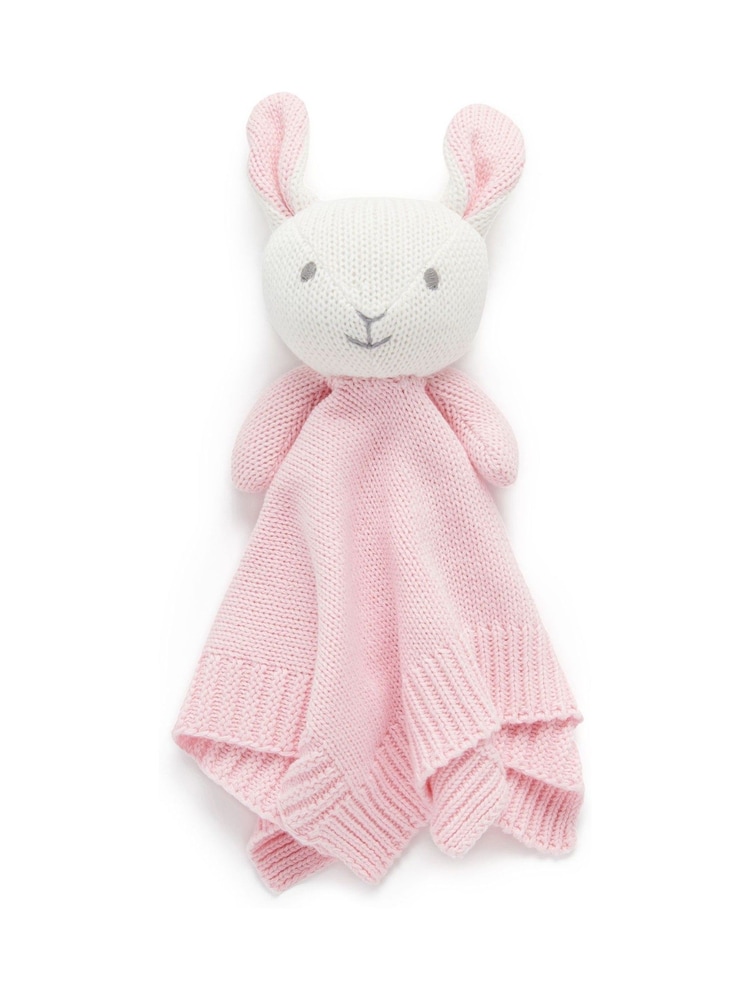 Purebaby Pink Knitted Bunny Comforter - Image 1 of 2