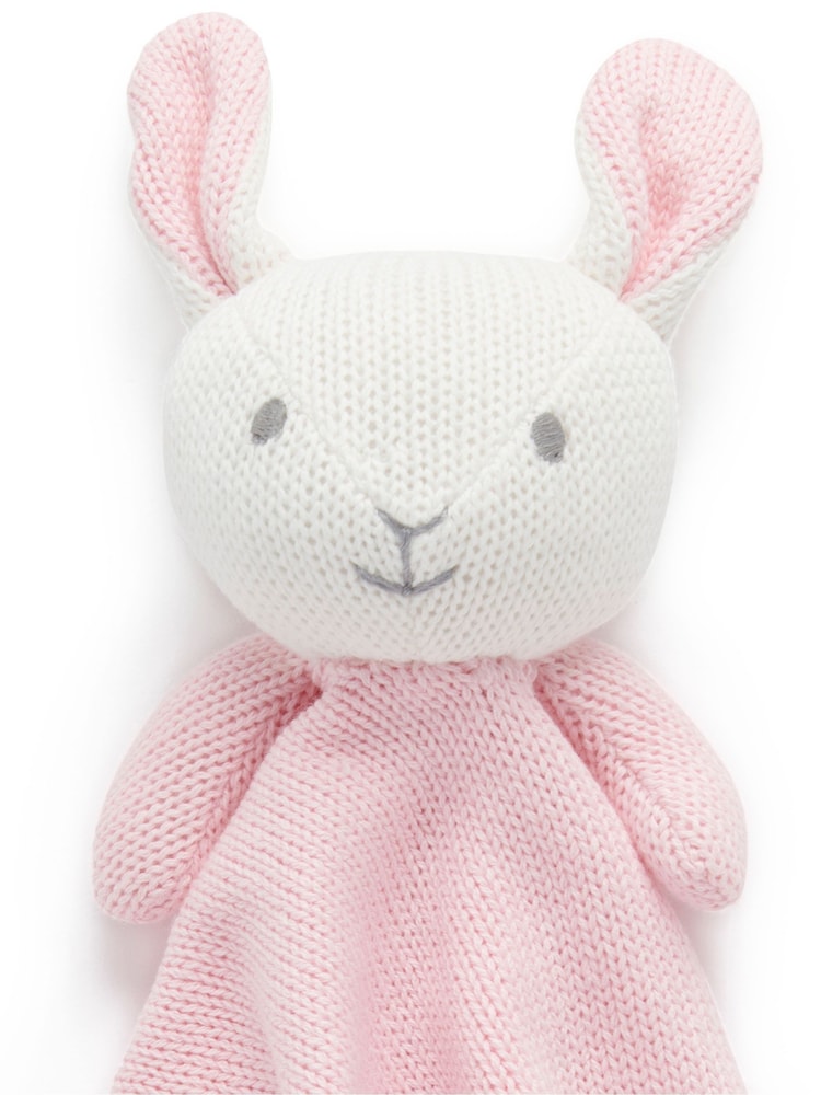 Purebaby Pink Knitted Bunny Comforter - Image 2 of 2