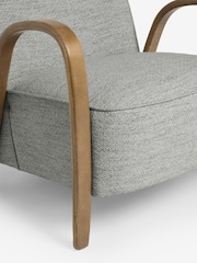 Tweedy Weave Dove Grey Hensley Wooden Accent Chair - Image 2 of 9