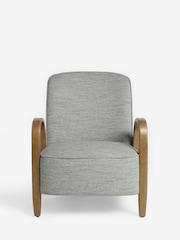 Tweedy Weave Dove Grey Hensley Wooden Accent Chair - Image 6 of 9