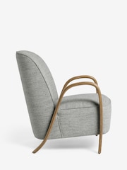 Tweedy Weave Dove Grey Hensley Wooden Accent Chair - Image 7 of 9