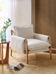 Casual Boucle Light Natural Colby Sling Accent Chair - Image 1 of 10
