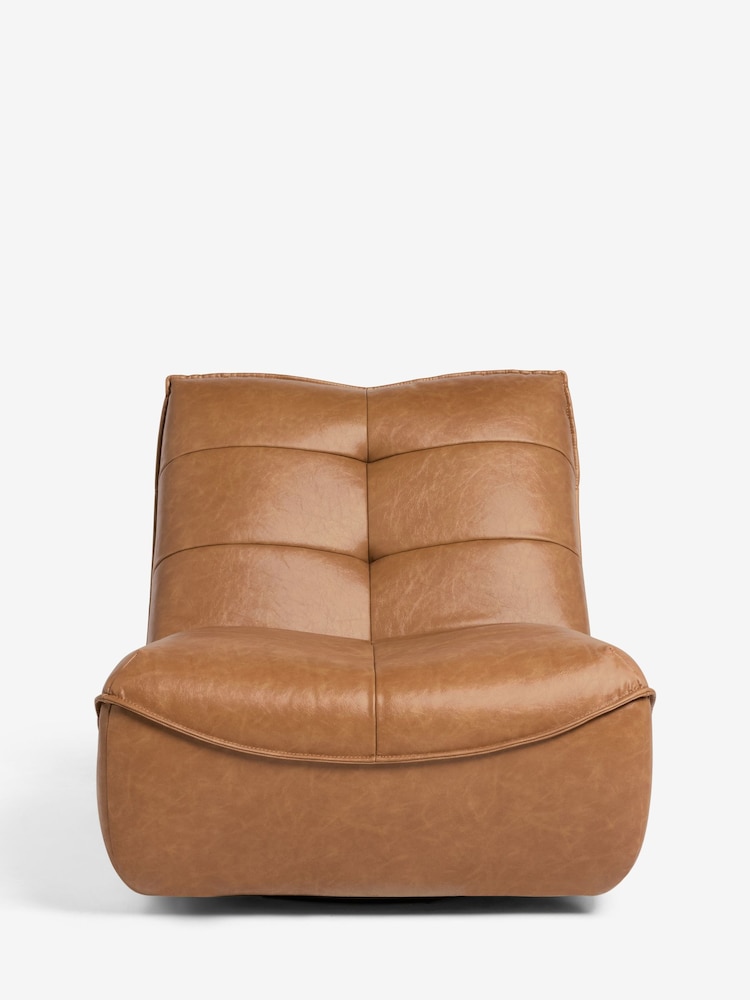 Vintaged Faux Leather Light Brown Lucca Swivel Accent Chair - Image 2 of 7