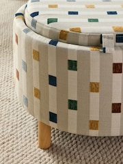 Chunky Stripe Geo Natural Ashton Upholstered Storage Stool - Image 5 of 10