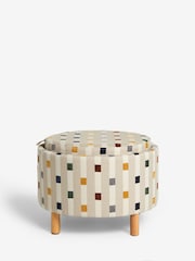 Chunky Stripe Geo Natural Ashton Upholstered Storage Stool - Image 6 of 10