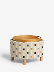 Chunky Stripe Geo Natural Ashton Upholstered Storage Stool - Image 7 of 10