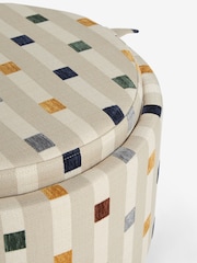 Chunky Stripe Geo Natural Ashton Upholstered Storage Stool - Image 8 of 10