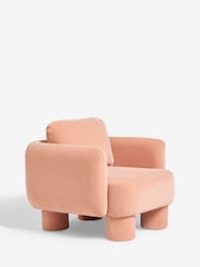 Opulent Chenille Peach Pink Bloor Tube Accent Chair - Image 10 of 12