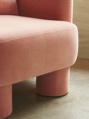 Opulent Chenille Peach Pink Bloor Tube Accent Chair - Image 2 of 12