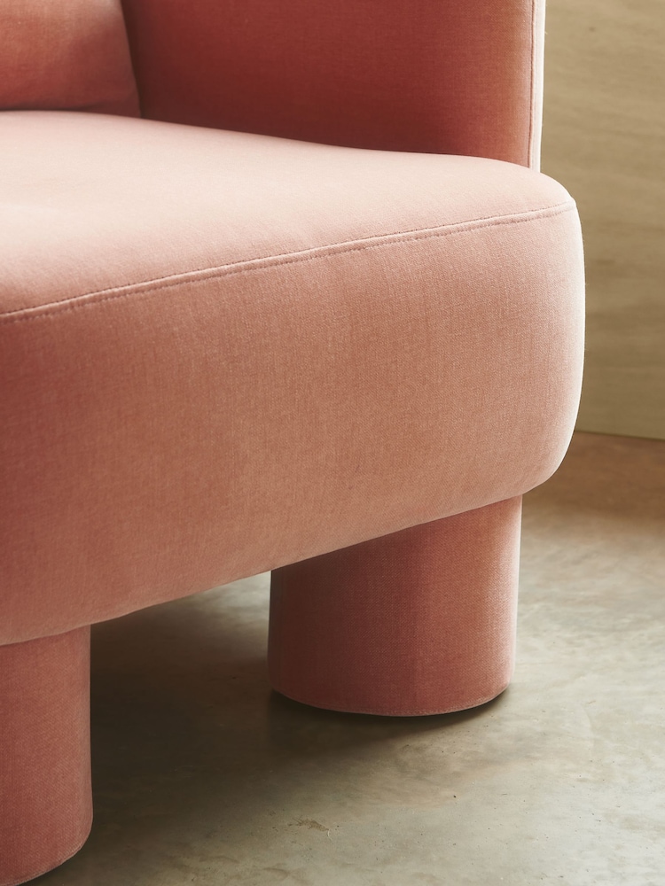 Opulent Chenille Peach Pink Bloor Tube Accent Chair - Image 2 of 12