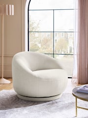 Brushed Weave Oyster Hague Swivel Accent Chair - Image 1 of 9
