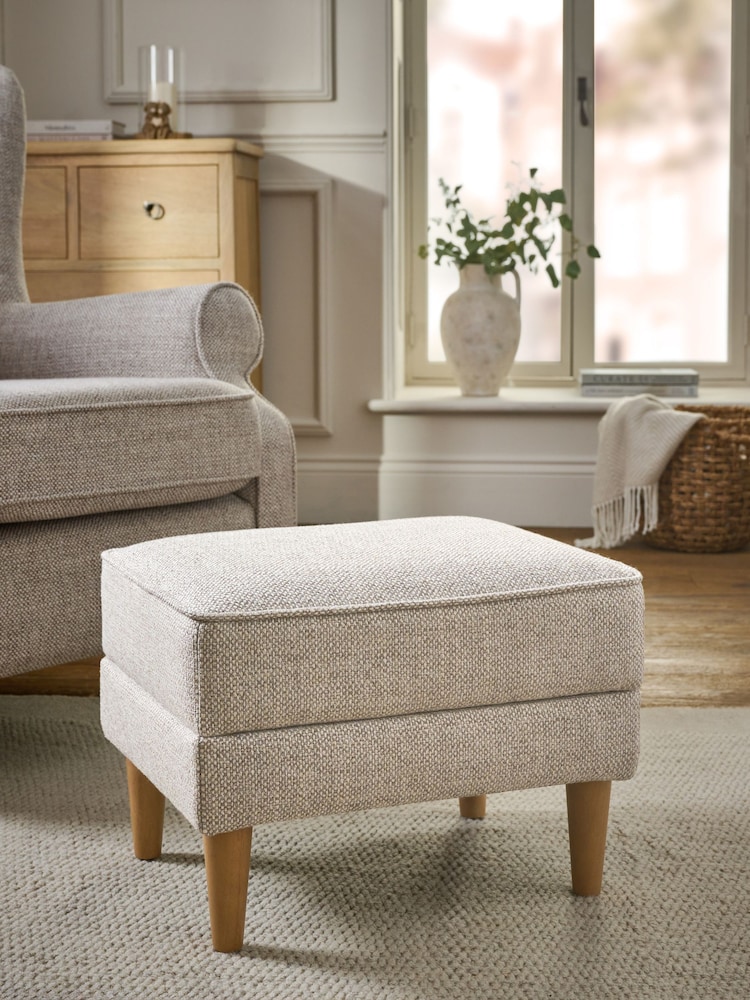 Chunky Weave Mid Natural Sherlock Storage Footstool - Image 1 of 7