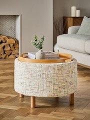 Multi Coloured Chenille Natural Ashton Storage Stool - Image 1 of 10