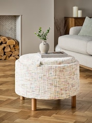 Multi Coloured Chenille Natural Ashton Storage Stool - Image 2 of 10