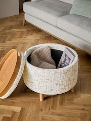 Multi Coloured Chenille Natural Ashton Storage Stool - Image 3 of 10