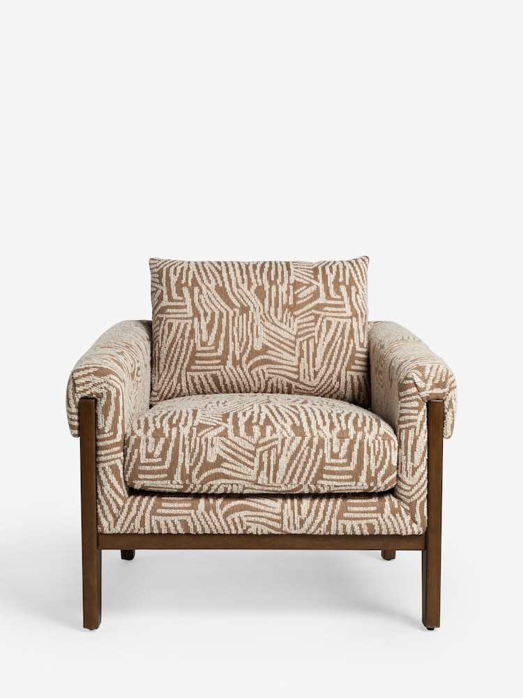Abstract Lines Natural Sawyer Wooden Accent Chair - Image 2 of 10