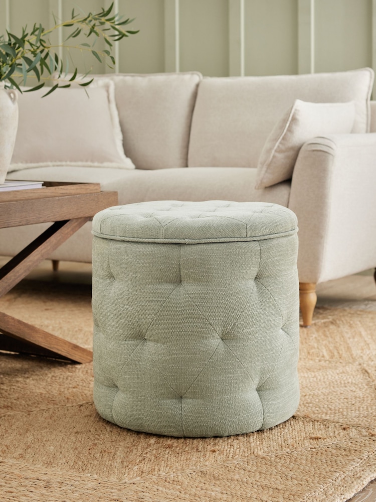 Soft Texture Sage Green Hartford Upholstered Storage Footstool - Image 1 of 7