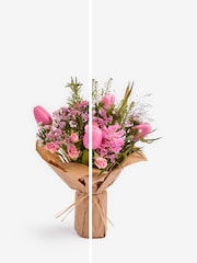 Pink Tulip and Hyacinth Bouquet With Wrapped Glass Vase - Image 3 of 5