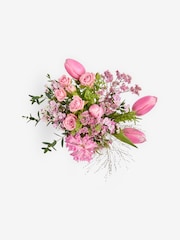 Pink Tulip and Hyacinth Bouquet With Wrapped Glass Vase - Image 5 of 5