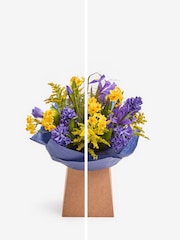 Blue/Yellow Hyacinth and Iris Fresh Flower Bouquet in Gift Bag - Image 3 of 5