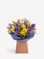 Blue/Yellow Hyacinth and Iris Fresh Flower Bouquet in Gift Bag - Image 4 of 5