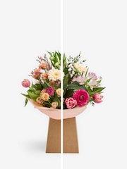 Peach Pink Germini Ranunculus and Tulip Fresh Flower Bouquet in Gift Bag - Image 3 of 5