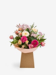 Peach Pink Germini Ranunculus and Tulip Fresh Flower Bouquet in Gift Bag - Image 4 of 5