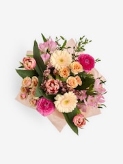 Peach Pink Germini Ranunculus and Tulip Fresh Flower Bouquet in Gift Bag - Image 5 of 5