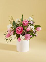 Pink Mother's Day Tulip and Hyacinth Fresh Flower Bouquet in Ceramic - Image 1 of 5