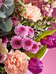 Lilac Purple Rose and Antirrhinum Fresh Flower Bouquet in Pail - Image 2 of 4