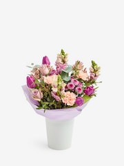 Lilac Purple Rose and Antirrhinum Fresh Flower Bouquet in Pail - Image 3 of 4
