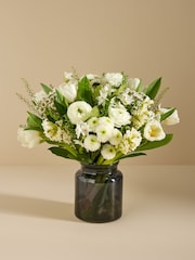 White Luxury Tulip and Ranunculus Fresh Flower Bouquet with Vase - Image 1 of 5