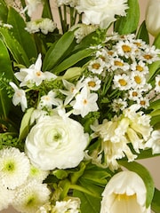 White Luxury Tulip and Ranunculus Fresh Flower Bouquet with Vase - Image 2 of 5