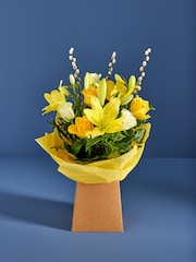 Yellow/White Rose and Lily Fresh Flower Bouquet in Gift Bag - Image 1 of 5