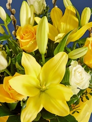 Yellow/White Rose and Lily Fresh Flower Bouquet in Gift Bag - Image 2 of 5