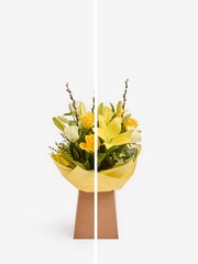 Yellow/White Rose and Lily Fresh Flower Bouquet in Gift Bag - Image 3 of 5