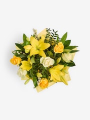 Yellow/White Rose and Lily Fresh Flower Bouquet in Gift Bag - Image 5 of 5