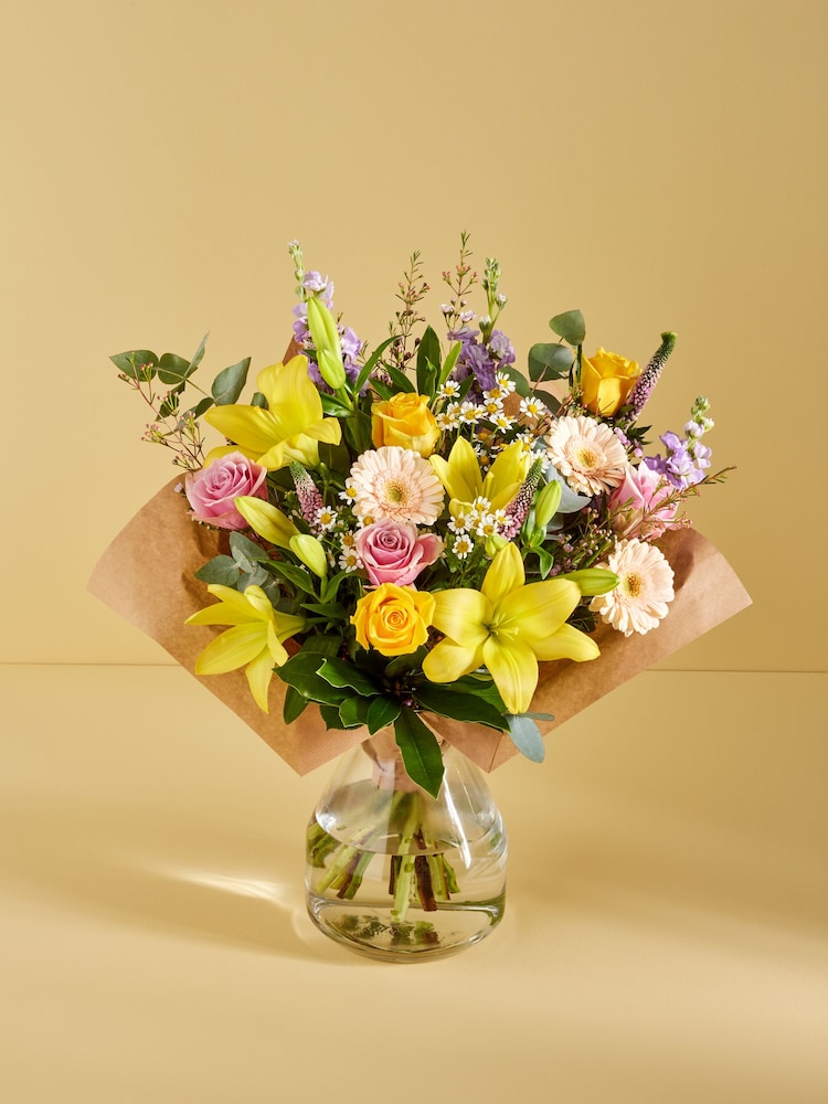 Pink/Orange XL Rose Stocks and Lilies Fresh Flower Bouquet - Image 1 of 5