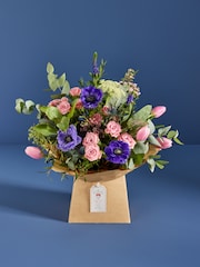 The Chateau by Angel Strawbridge Pink/Purple Mother's Day Spray Rose Tulip and Anemony Fresh Flower Bouquet in Gift Bag - Image 1 of 5
