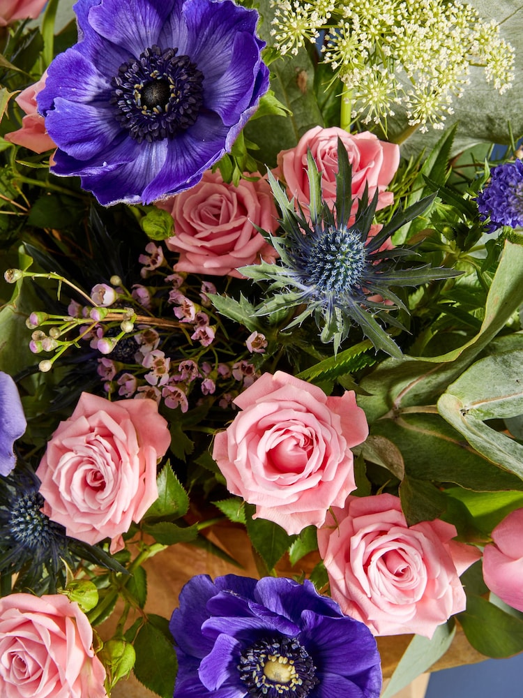The Chateau by Angel Strawbridge Pink/Purple Mother's Day Spray Rose Tulip and Anemony Fresh Flower Bouquet in Gift Bag - Image 2 of 5