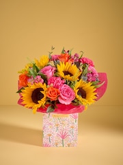 Lucy Tiffney Bright Mother's Day Sunflower Rose and Alstroemeria Fresh Flower Bouquet in Gift Bag - Image 1 of 5